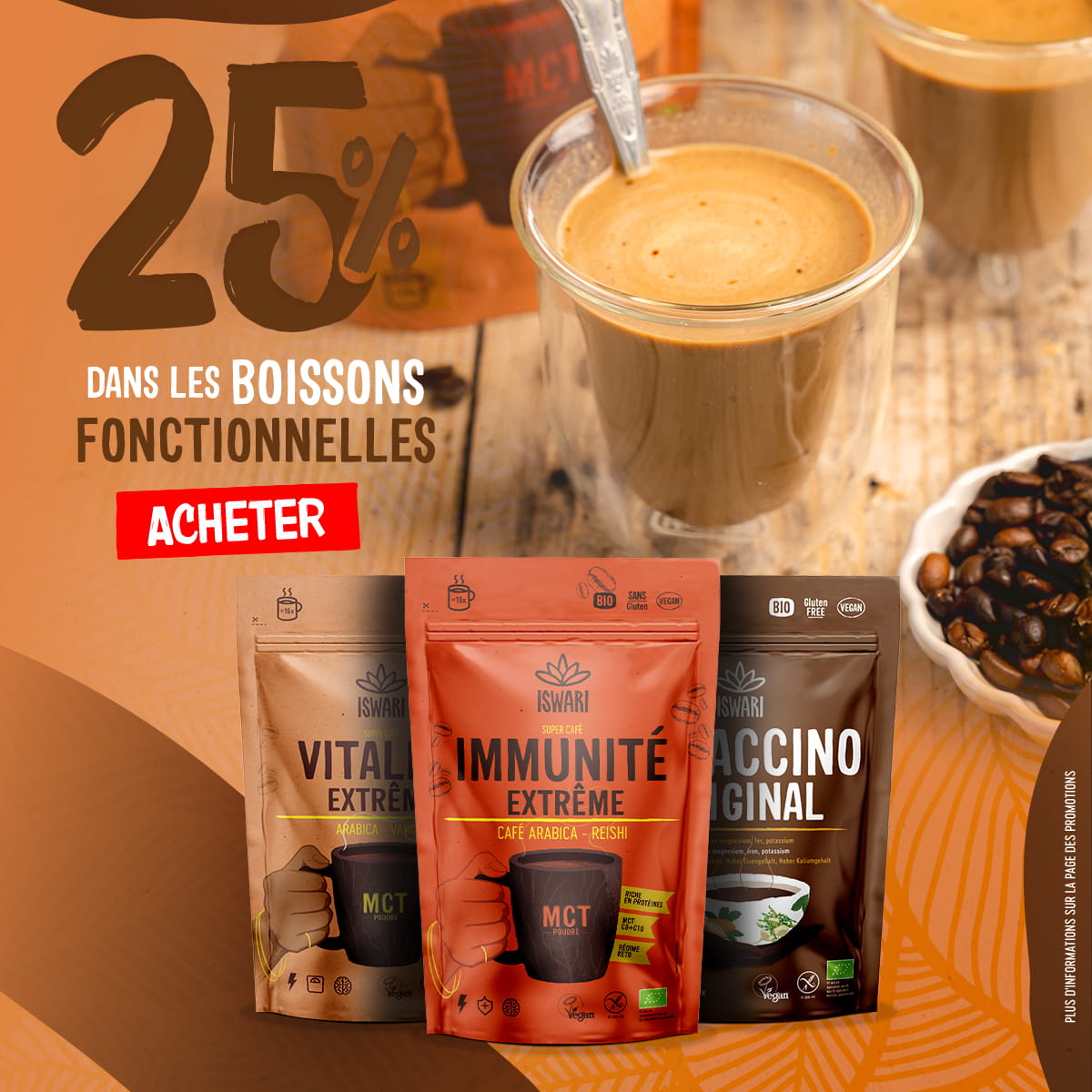 25% de remise dans les Boissons Fonctionnelles